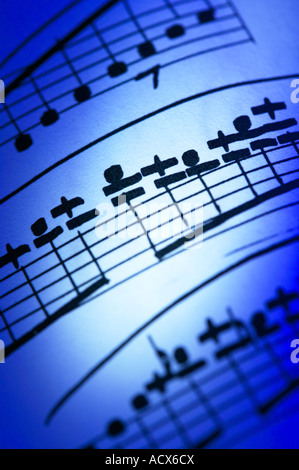 Close up of hand written sheet music notation musicale Banque D'Images