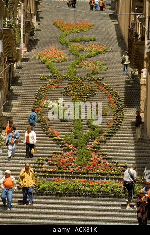 Escalier de Santa Maria Del Monte Caltagirone Sicile Italie Banque D'Images