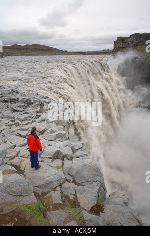 Cascade de Dettifoss, Jökulsá á Fjöllum river, le Parc National de Jökulsárgljúfur, Islande Banque D'Images