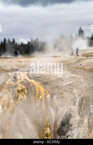 Les fumerolles à Geyser Hill. Old Faithful. Le Parc National de Yellowstone. L'État du Wyoming. USA Banque D'Images