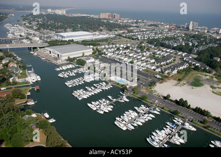 Virginia Beach, Ocean Water Park, Lynnhaven Colony, long Creek Water, Chesapeake Bay Water, vue aérienne au-dessus, vue, marina, voyages des visiteurs Banque D'Images