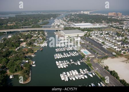 Virginia Beach, Lynnhaven River, long Creek, Chesapeake Bay, vue aérienne depuis le dessus, vue, marina, VA070612077 Banque D'Images