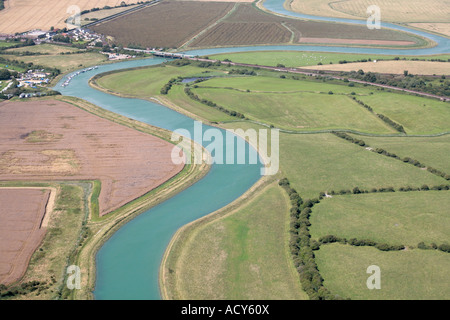 Vue aérienne de la rivière Arun, près de Arundel, West Sussex, UK Banque D'Images