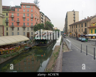 Quartier Navigli Milan Italie Europe Banque D'Images