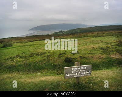 Vue côtière de Porlock Hill plus de Porlock Bay et canal de Bristol North Devon Angleterre Exmoor Banque D'Images