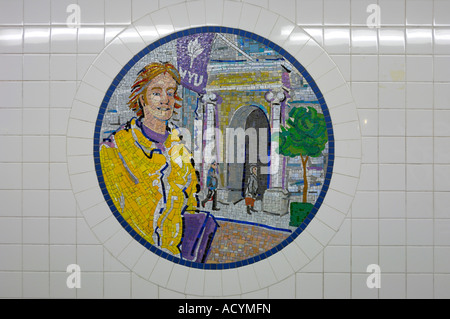 Mosaic dans des stations de métro New York USA Banque D'Images