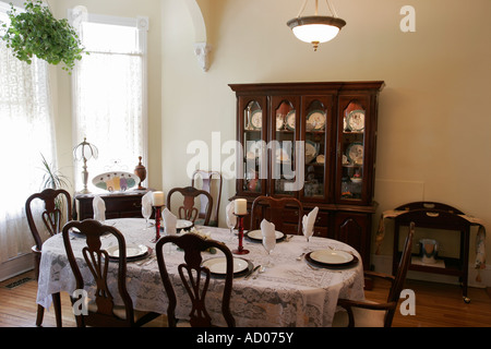 Hampton Virginia, Tidewater Area, South Armistead Avenue, Magnolia House Bed and Breakfast, salle à manger, cadre de table, les visiteurs voyage tour touri Banque D'Images