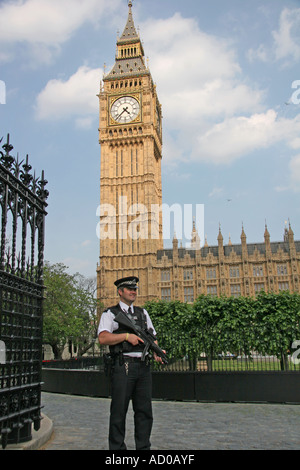 Policier armé garde chambres du parlement Banque D'Images