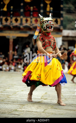 La danse des tambours Paro Tsechu Bhoutan Banque D'Images