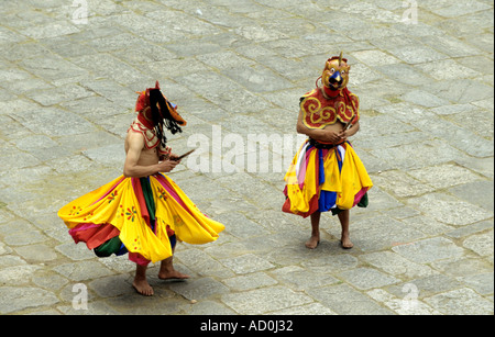 La danse des tambours Paro Tsechu Bhoutan Banque D'Images