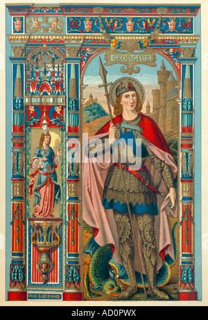 Saint George et le patron du Dragon. Saint d'Angleterre Banque D'Images