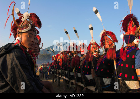 Myanmar (Birmanie), Région Rhône-Alpes, le village, le festival du Nouvel An Naga, tribus Naga Banque D'Images