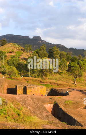 L'Ethiopie, Lalibela, église de Bet Giyorgis (St. George's) Banque D'Images