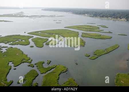 Virginia Beach,Lynnhaven River,vue aérienne du dessus,vue,Chesapeake Bay bassin versant,marécages,VA070612070 Banque D'Images