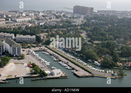 Virginia Beach, Ocean Water Park, Lynnhaven Colony, long Creek Water, Chesapeake Bay Water, vue aérienne au-dessus, vue, marina, voyages des visiteurs Banque D'Images