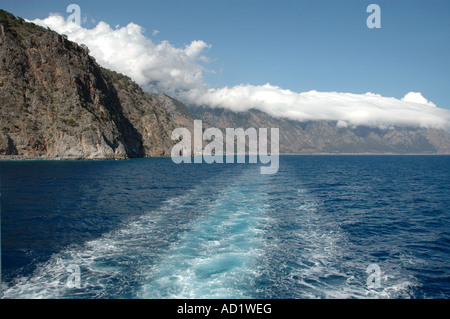 La mer de Libye throuh retour de Agia Roumeli village après voyage au Parc National de la Gorge de Samaria, sur l'île de Crète en Grèce Banque D'Images