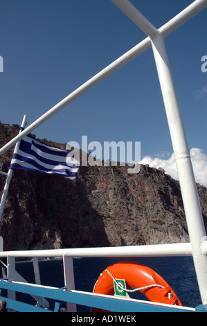 La mer de Libye throuh retour de Agia Roumeli village après voyage au Parc National de la Gorge de Samaria, sur l'île de Crète en Grèce Banque D'Images