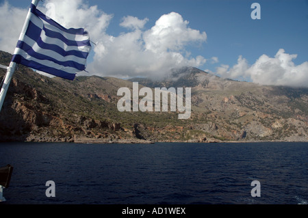 La mer de Libye throuh retour de Agia Roumeli village après voyage au Parc National de la Gorge de Samaria, sur l'île de Crète en Grèce Banque D'Images