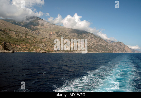 La mer de Libye throuh retour de Agia Roumeli village après voyage au Parc National de la Gorge de Samaria, sur l'île de Crète en Grèce Banque D'Images