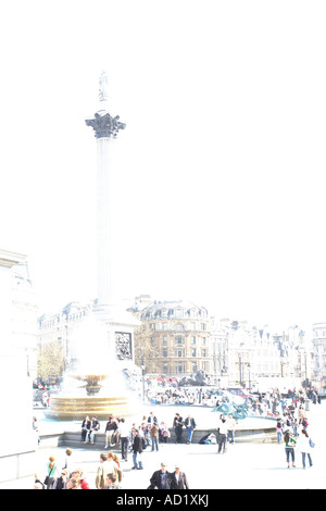 Trafalgar Square en surexposition. stylisé London, England, UK Banque D'Images