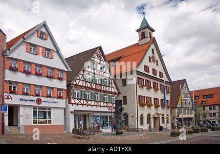 Centre ville à Giengen, accueil de renommée mondiale Steiff jouets mous, Allemagne Banque D'Images