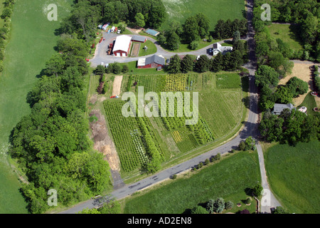 Vue aérienne de la petite ferme et une pépinière située dans Hunterdon County, New Jersey, États-Unis Banque D'Images