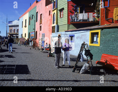 El Caminito ou artistes de la Boca à Buenos Aires, capitale de l'Argentine Banque D'Images