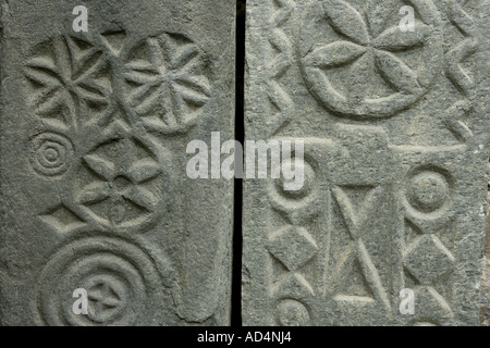 Close up de dessins sur les dalles grave West Highland Kilmartin Banque D'Images