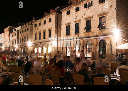 Soir sur scène dans Stradun Dubrovnik Croatie Banque D'Images