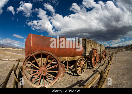 L'équipe de vingt Mule Wagon sur l'affichage à l'Harmony Borax Works Death Valley California USA Banque D'Images