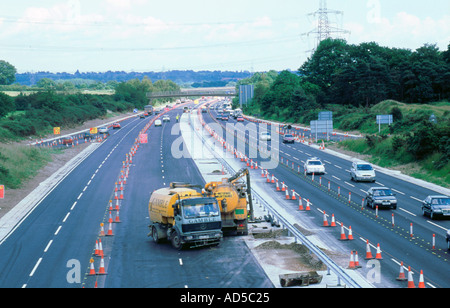 Travaux routiers à contresens sur l'autoroute M27 Hampshire Banque D'Images