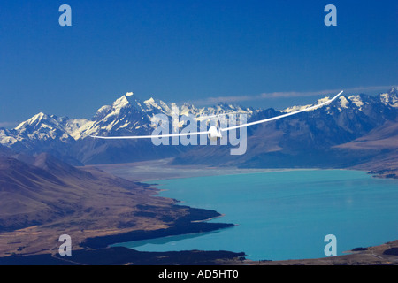 Planeur Lac Pukaki Aoraki et Mt Cook Mackenzie Country ile sud Nouvelle Zelande Banque D'Images