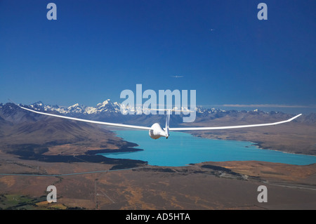 Planeur Lac Pukaki Aoraki et Mt Cook Mackenzie Country ile sud Nouvelle Zelande Banque D'Images