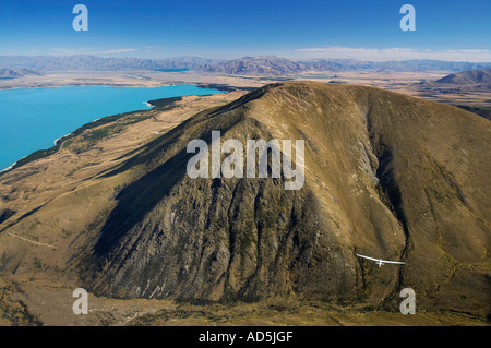 Glider Ben Ohau éventail et le Lac Pukaki Mackenzie Country ile sud Nouvelle Zelande Banque D'Images