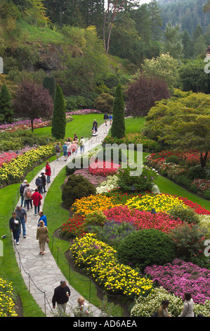 Le jardin en contrebas les Jardins Butchart Brentwood Bay Victoria British Columbia Canada Banque D'Images