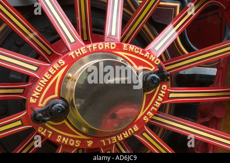 Détail de la roue et a parlé du tracteur à vapeur Ingénieurs Thetson Banque D'Images