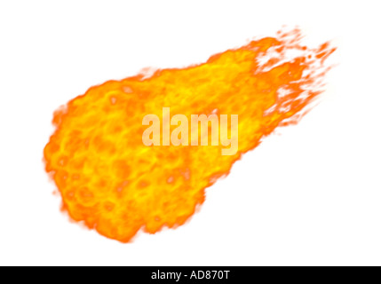 Illustration d'une boule de feu de la vis de vol silhouette isolé sur fond blanc dentelle Banque D'Images