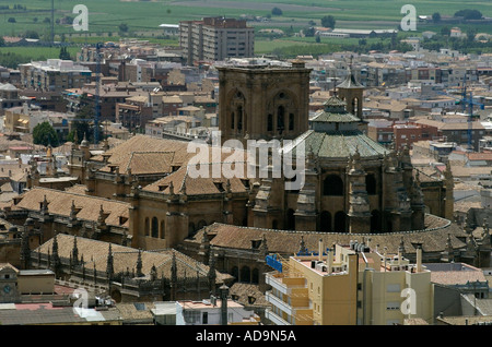 La cathédrale de Grenade Vue de La Alhambra Granada, Andalousie Espagne Banque D'Images