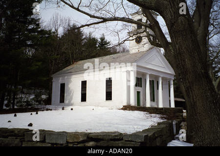 Église dans la neige a couvert Sturbridge Massachusetts Banque D'Images