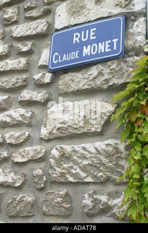 Rue Claude Monet à Giverny les jardins de Monet signe France Banque D'Images