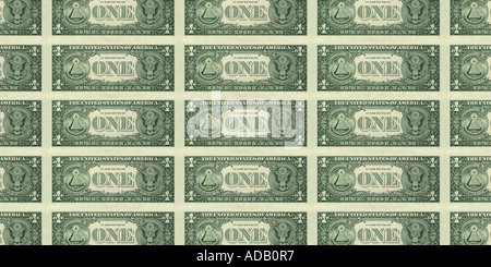 Retour vert de la US One Dollar Bill Banque D'Images