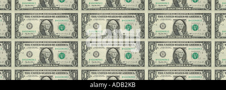 Remplissage de la fiche châssis United States One Dollar Bills Banque D'Images