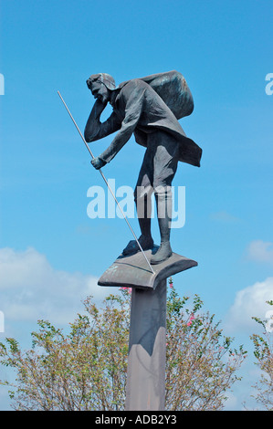 Statue où Charles A Lindbergh a décollé d'avant en fait son premier vol solo en 1927 à travers l'Atlantique - À Augustus, GA, aérodrome, États-Unis Banque D'Images