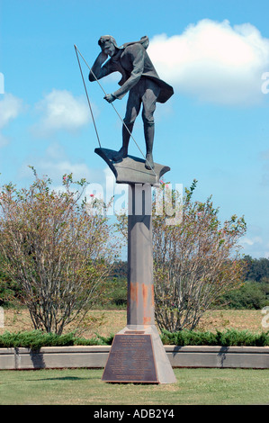 Statue où Charles A Lindbergh a décollé d'avant en fait son premier vol solo en 1927 à travers l'Atlantique - À Augustus, GA, aérodrome, États-Unis Banque D'Images