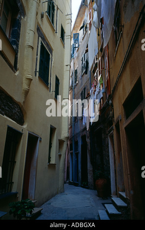 Ruelles étroites (carruggi) à Vernazza Cinque Terre Italie Banque D'Images