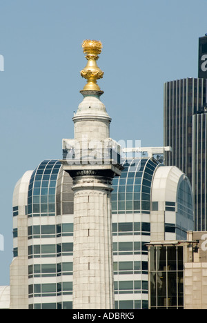 Plate-forme d'observation haut de monument mémorial pour le Grand Incendie de Londres Banque D'Images