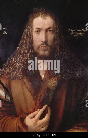 'Fine Arts - Dürer, Albrecht (1471 - 1528), la peinture "elbstbildnis Pelzrock mit', 'auto-portrait (en manteau de fourrure"), 1500, de l'huile Banque D'Images