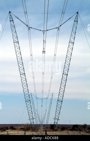 Les lignes de transport d'électricité Namibie Afrique Australe Banque D'Images