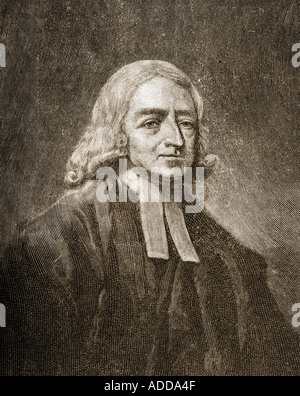 John Wesley, 1703 - 1791. Membre du clergé anglican et fondateur de l'évangéliste mouvement méthodiste. Du portrait par G Romney. Banque D'Images
