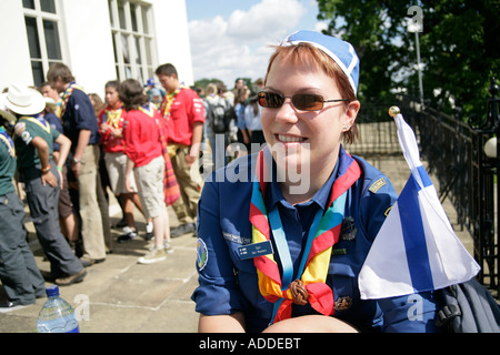 Les Scouts de la 21e Jamboree Scouts Internationaux Hylands Park Essex England UK Banque D'Images